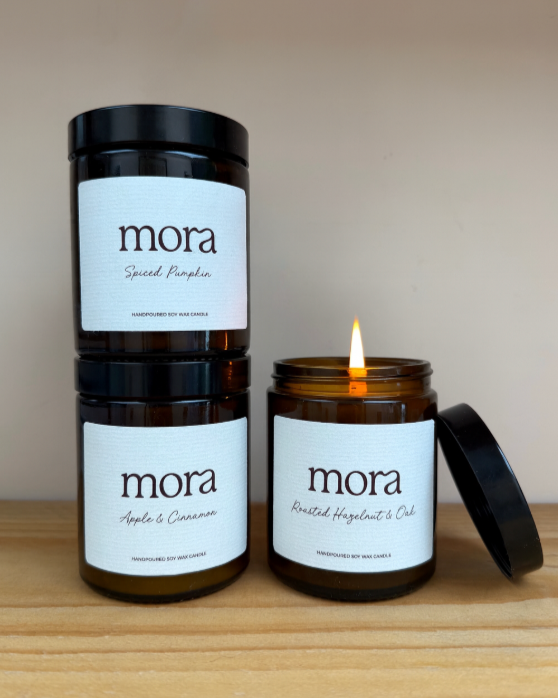 Soy wax candle trio bundle mora autumn scents